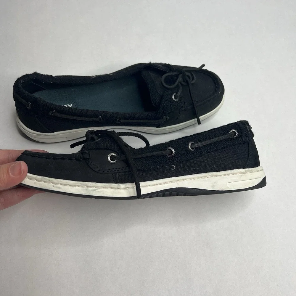 SPERRY TOP SIDER BOAT SHOE LOAFER WOMEN'S 8.5‎ BLACK 1 EYELET EUC